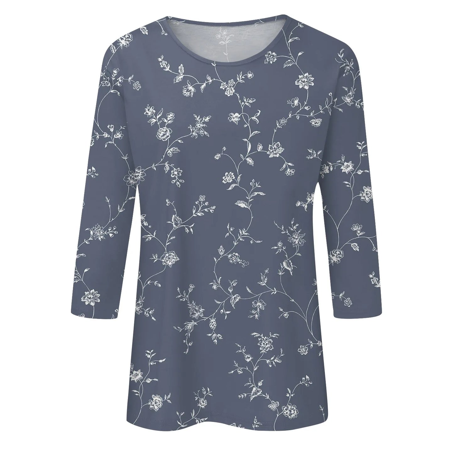 Casual 3/4 Sleeve Floral Print Galore Pullover Top