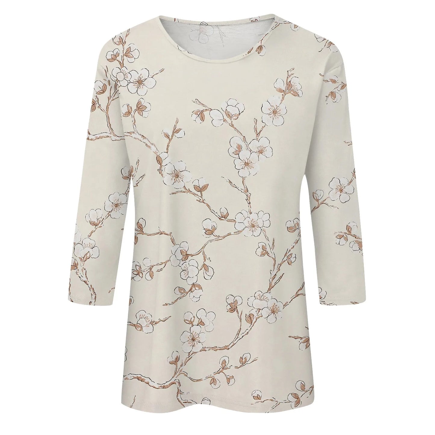 Casual 3/4 Sleeve Floral Print Galore Pullover Top