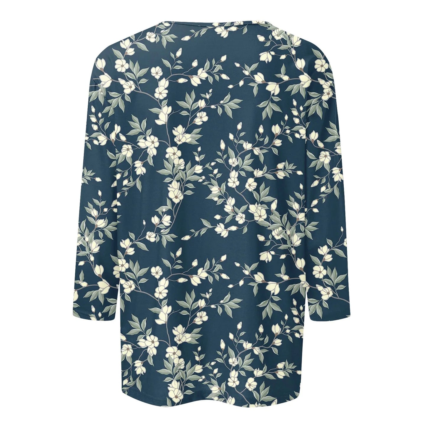 Casual 3/4 Sleeve Floral Print Galore Pullover Top