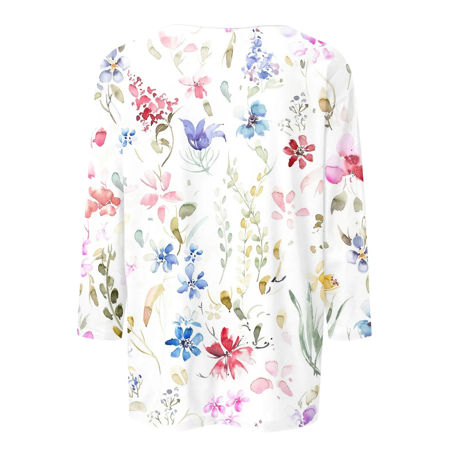 Casual 3/4 Sleeve Floral Print Galore Pullover Top