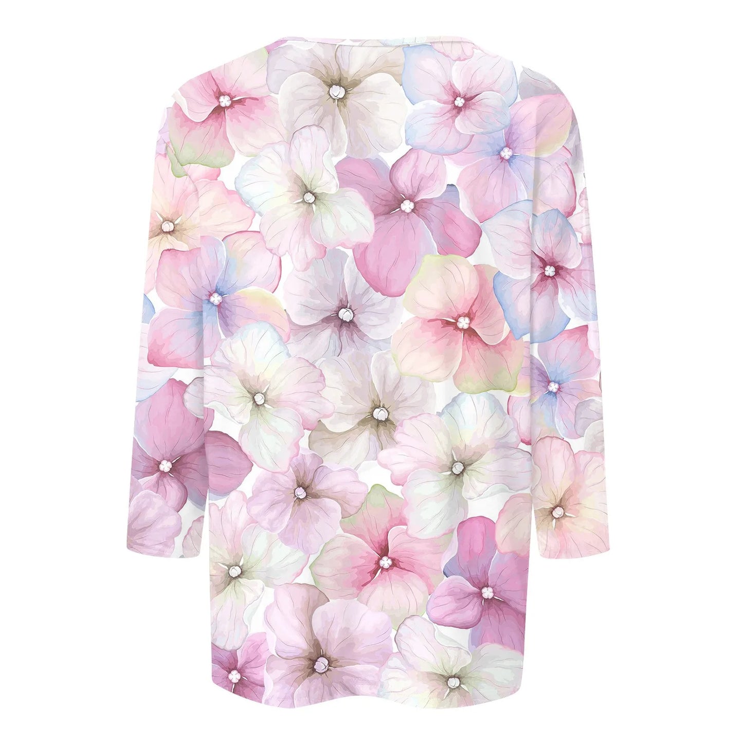 Casual 3/4 Sleeve Floral Print Galore Pullover Top