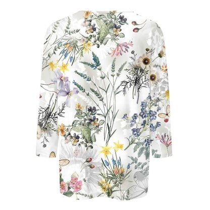 Casual 3/4 Sleeve Floral Print Galore Pullover Top