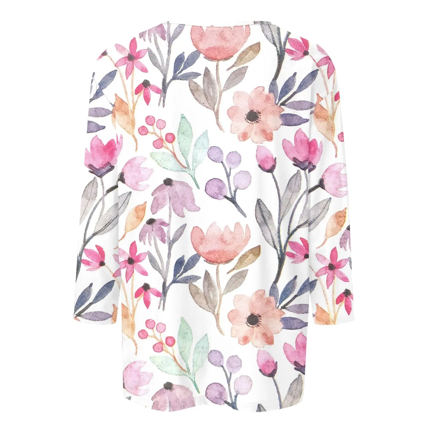 Casual 3/4 Sleeve Floral Print Galore Pullover Top