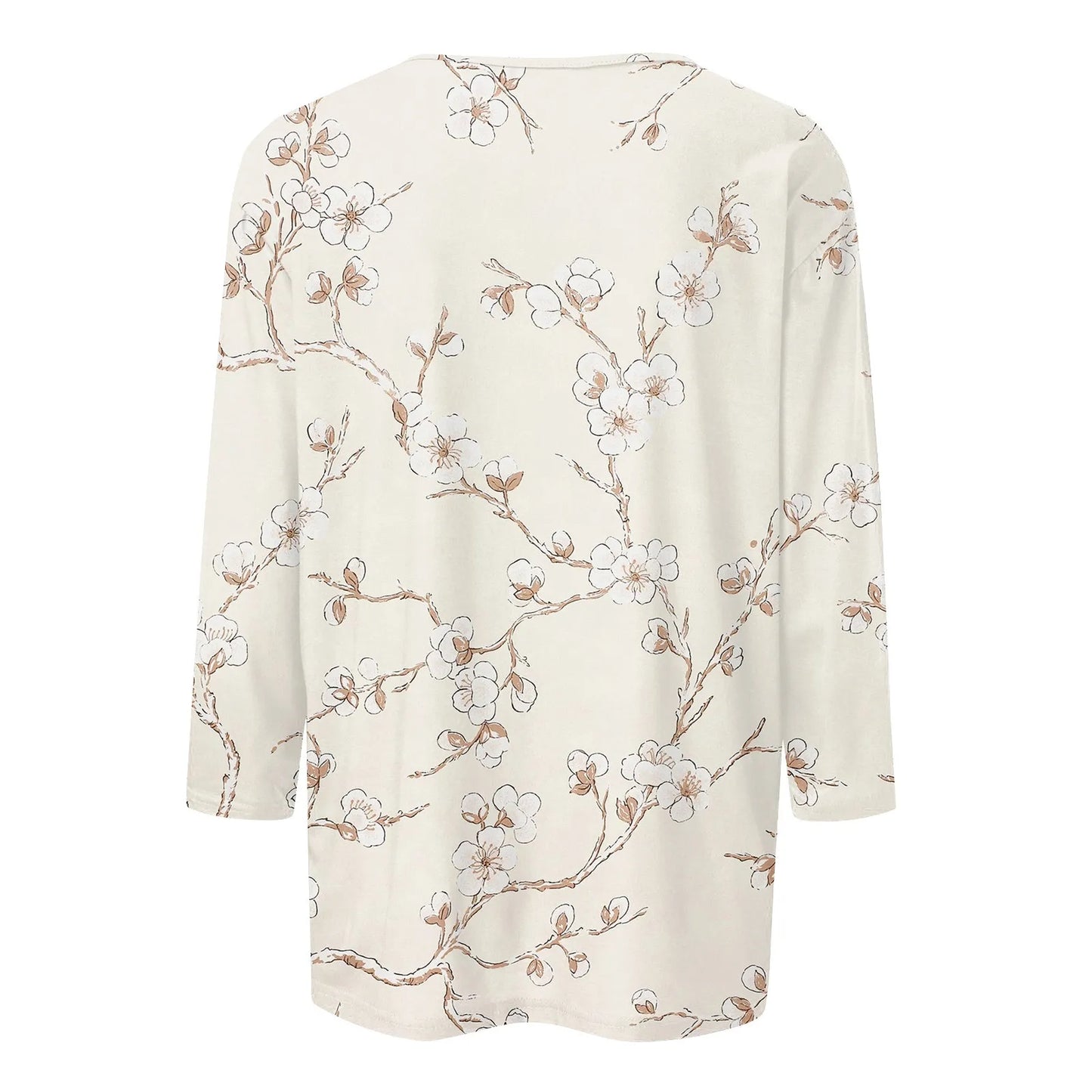 Casual 3/4 Sleeve Floral Print Galore Pullover Top