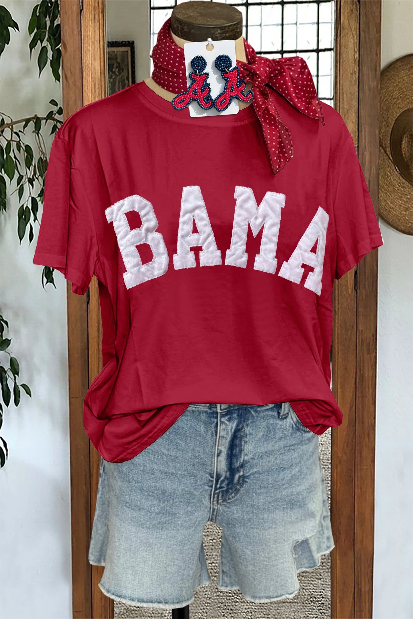 Casual Tees - Sporty BAMA Stitched Tee – Crimson Pride Wear