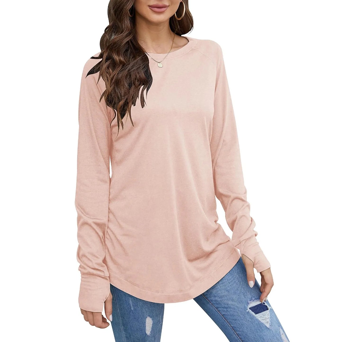 Casual Tops - Casual Jersey Tee Thumb Cuff Slim Fit