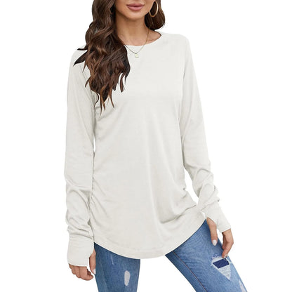 Casual Tops - Casual Jersey Tee Thumb Cuff Slim Fit