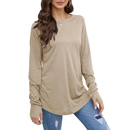 Casual Tops - Casual Jersey Tee Thumb Cuff Slim Fit