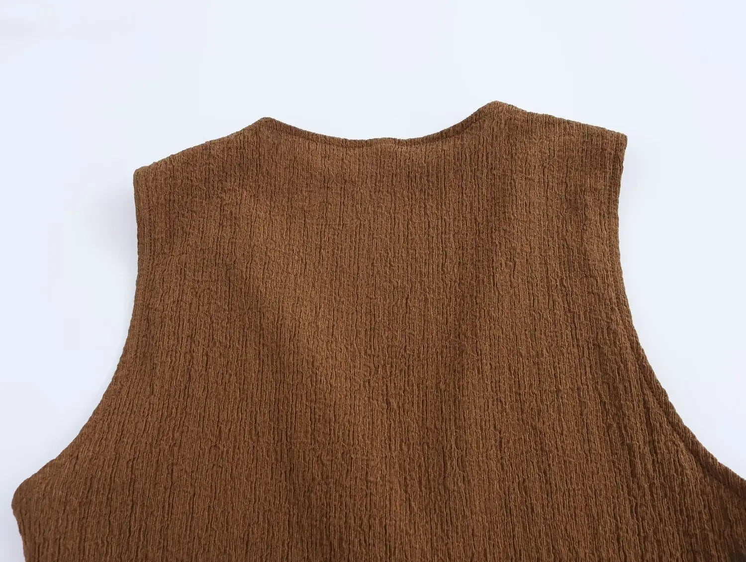 Casual Tops - Sleeveless Tweed Top Earthy Tone Vest Workwear