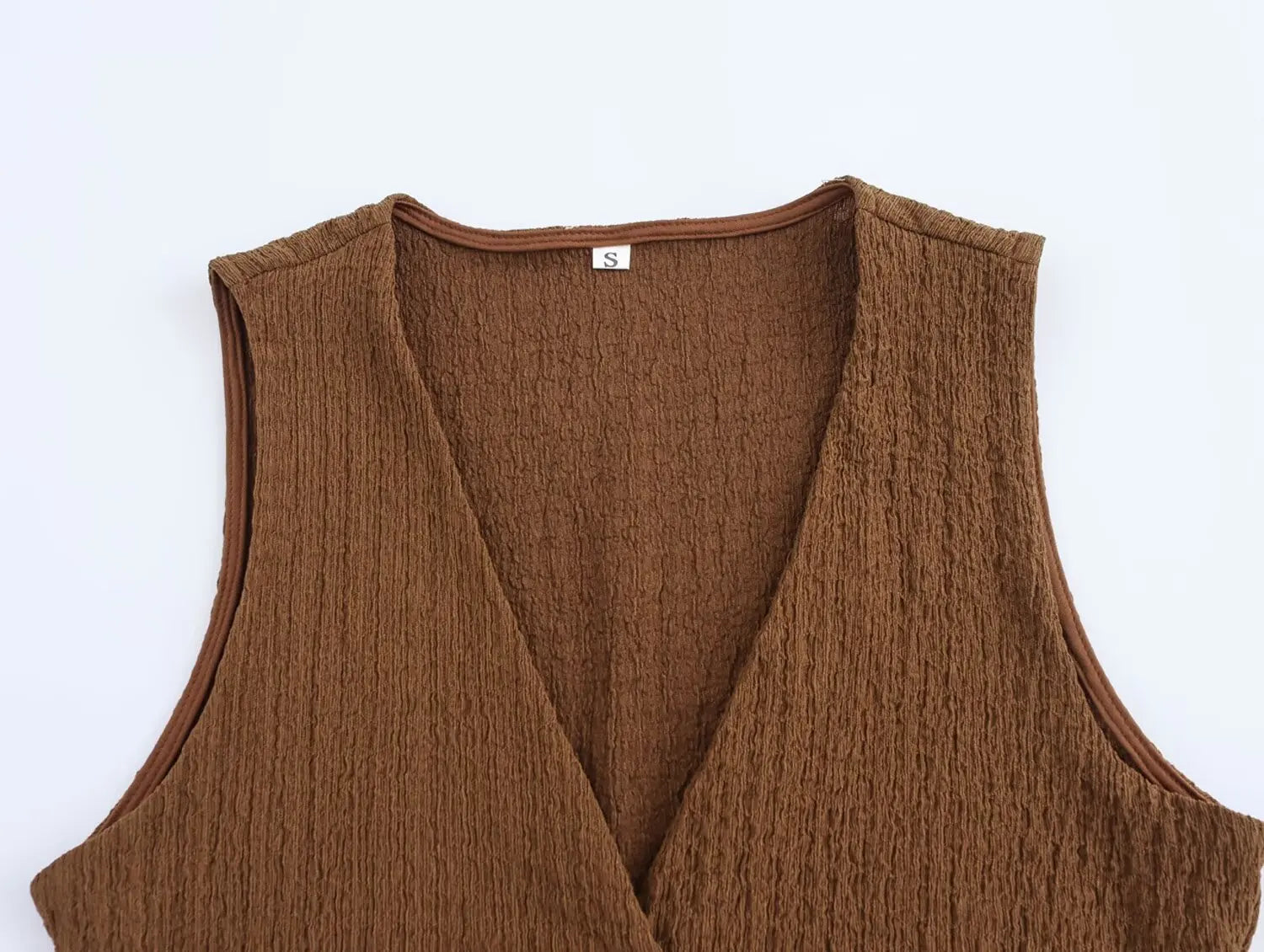 Casual Tops - Sleeveless Tweed Top Earthy Tone Vest Workwear