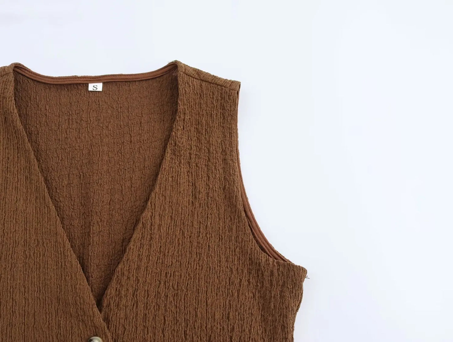 Casual Tops - Sleeveless Tweed Top Earthy Tone Vest Workwear