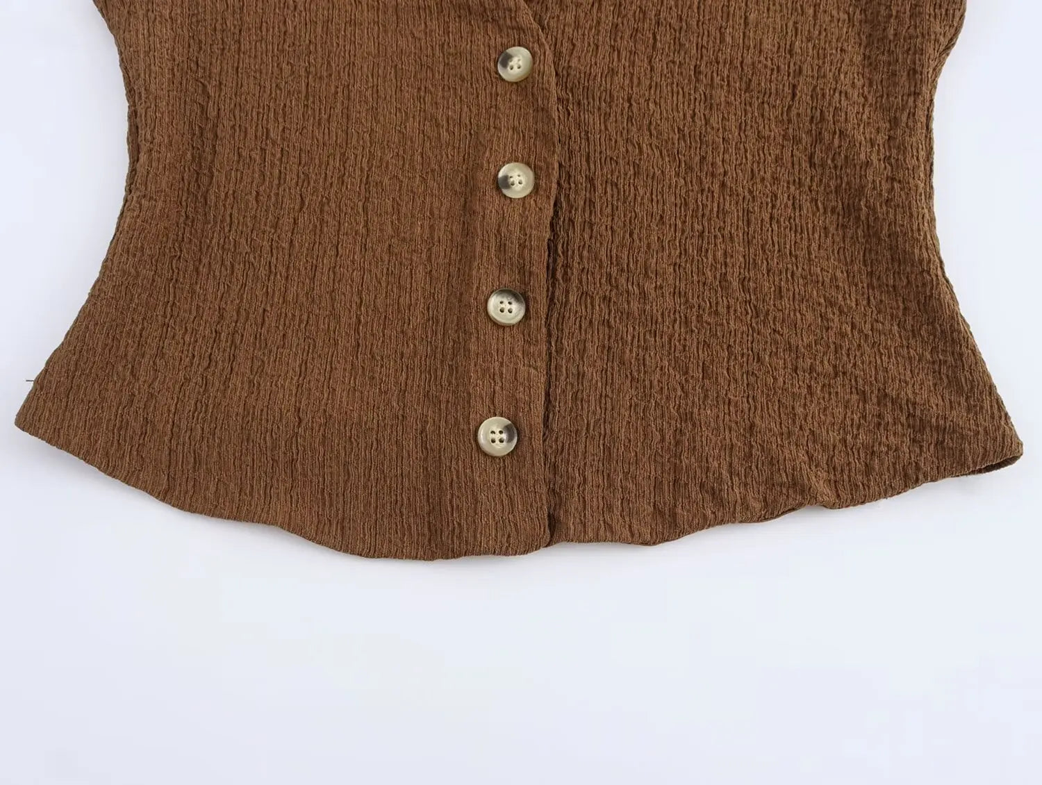 Casual Tops - Sleeveless Tweed Top Earthy Tone Vest Workwear