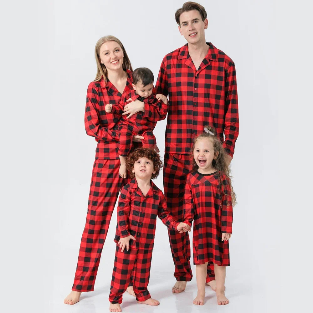 Christmas Outfits- Classic Christmas Plaid Pajama Sets for the Whole Family- Plaid- Pekosa Women Fashion