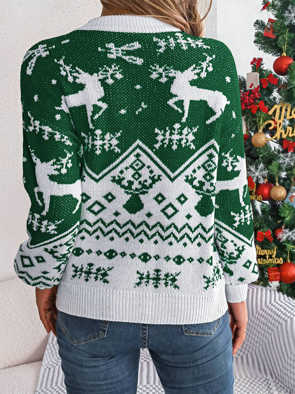 Christmas Sweaters - Christmas Theme Reindeers Knit Sweater