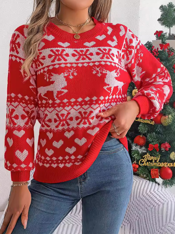 Christmas Sweaters - Reindeer & Hearts Knit Sweater – Best Holiday Attire