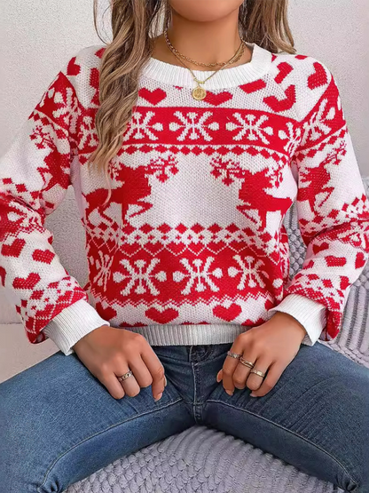 Christmas Sweaters - Reindeer & Hearts Knit Sweater – Best Holiday Attire