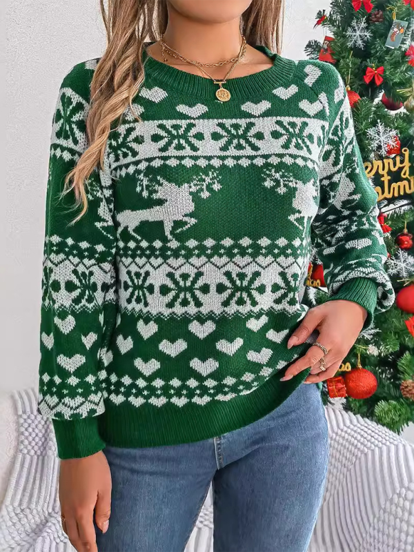 Christmas Sweaters - Reindeer & Hearts Knit Sweater – Best Holiday Attire