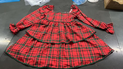 Holiday Christmas Festive Tartan Ruffle Dress