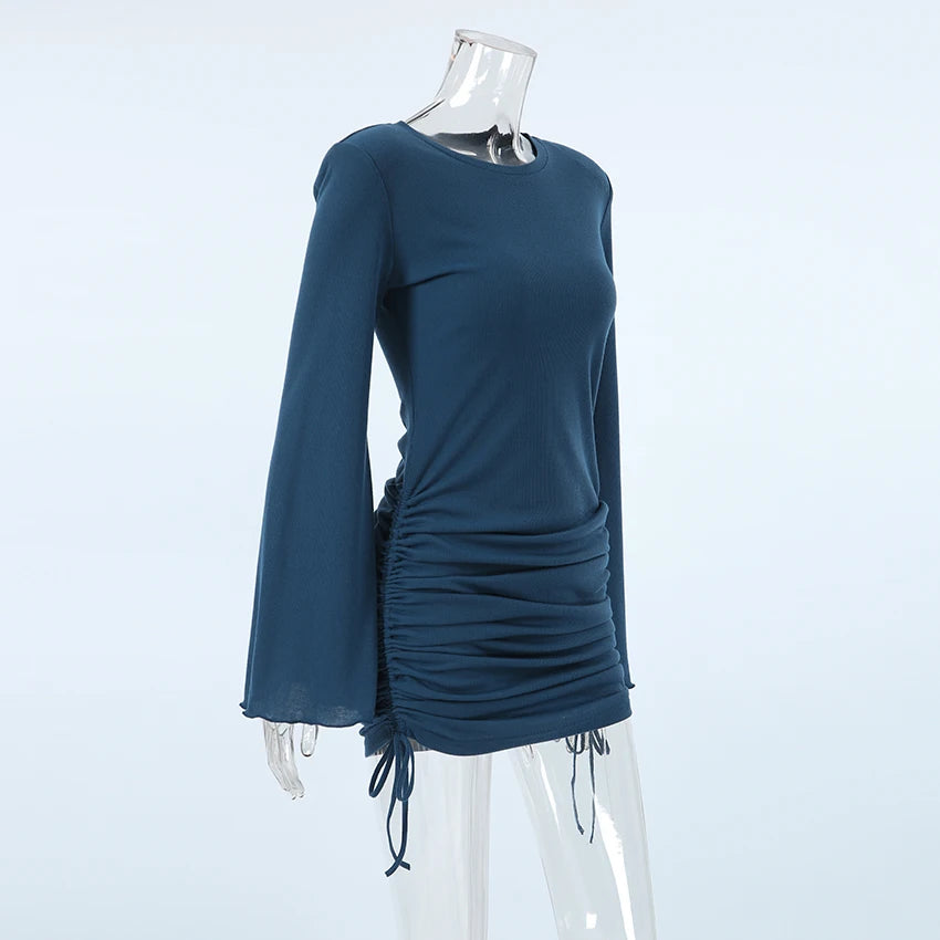 Clubbing Dresses - Adjustable Mini Dress with Bell Sleeves