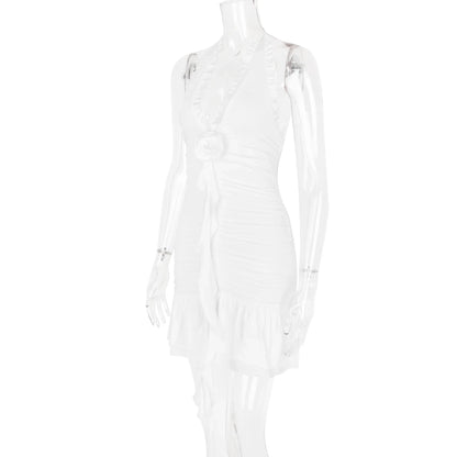 Clubbing Dresses- Ruched White Dress Perfect for Clubbing- - Pekosa Women Fashion