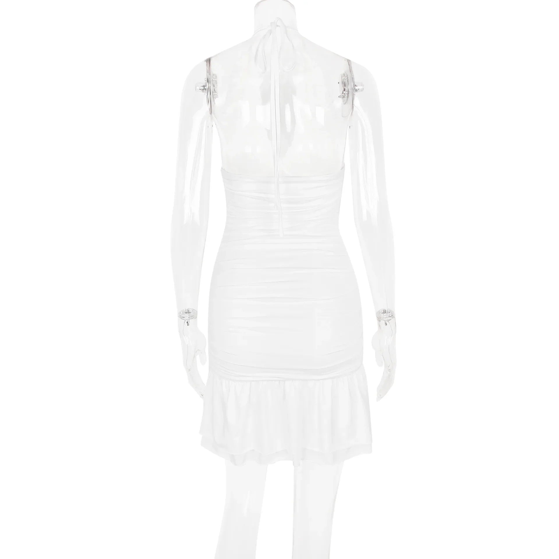 Clubbing Dresses- Ruched White Dress Perfect for Clubbing- - Pekosa Women Fashion