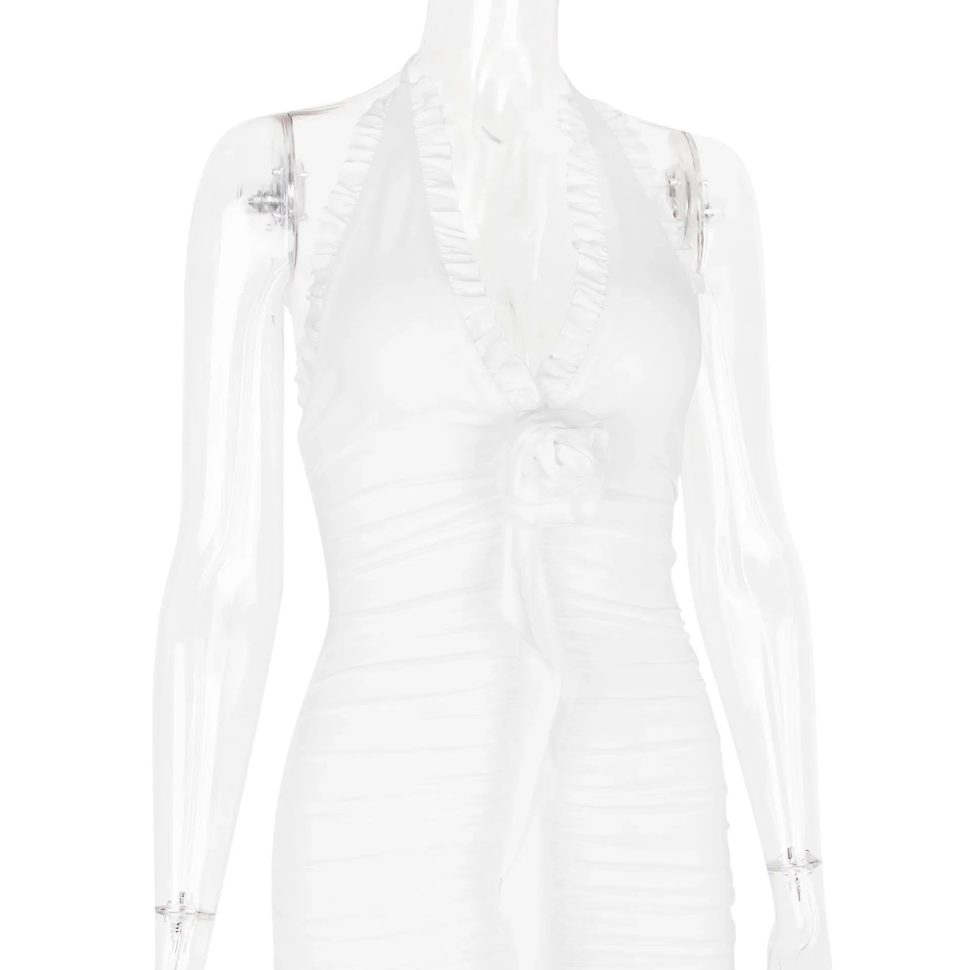 Clubbing Dresses- Ruched White Dress Perfect for Clubbing- - Pekosa Women Fashion