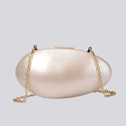 Clutches- Pearl Clutch for Weddings - Shell-Shaped Purse for Party & Cocktail Events- Pearl Plain chain- Pekosa Women Fashion