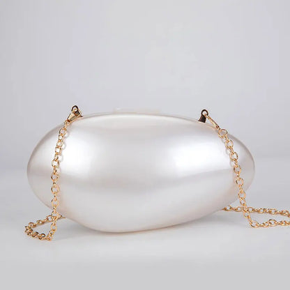 Clutches- Pearl Clutch for Weddings - Shell-Shaped Purse for Party & Cocktail Events- Pearl white- Pekosa Women Fashion