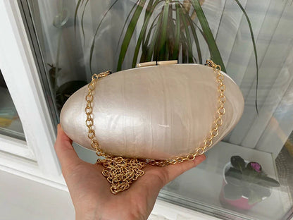 Clutches- Pearl Clutch for Weddings - Shell-Shaped Purse for Party & Cocktail Events- - Pekosa Women Fashion