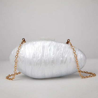 Clutches- Pearl Clutch for Weddings - Shell-Shaped Purse for Party & Cocktail Events- White- Pekosa Women Fashion