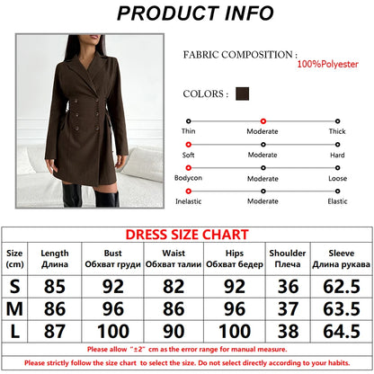 Coat Dresses - Business Double-Breasted Blazer Dress