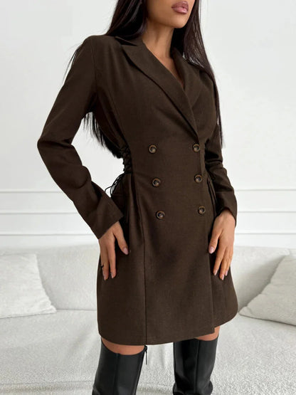 Coat Dresses - Business Double-Breasted Blazer Dress