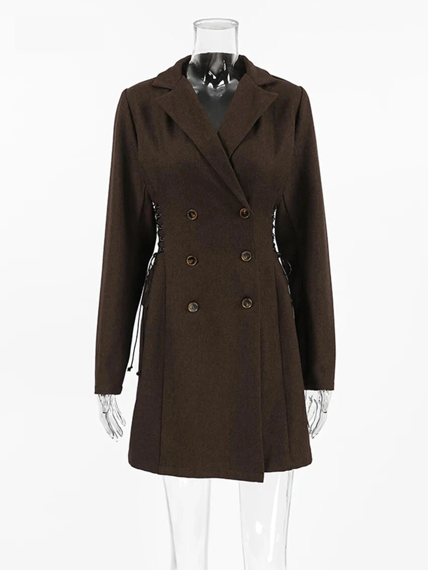 Coat Dresses - Business Double-Breasted Blazer Dress