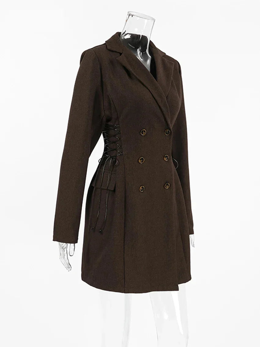 Coat Dresses - Business Double-Breasted Blazer Dress