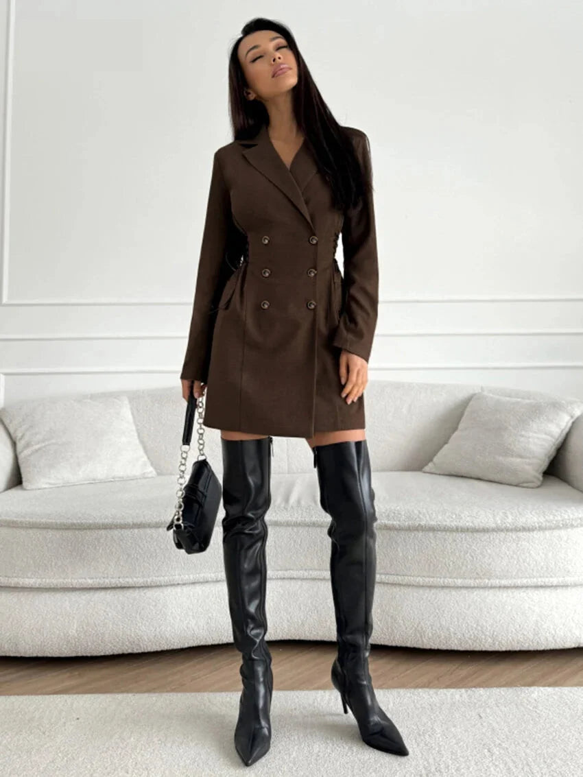 Coat Dresses - Business Double-Breasted Blazer Dress