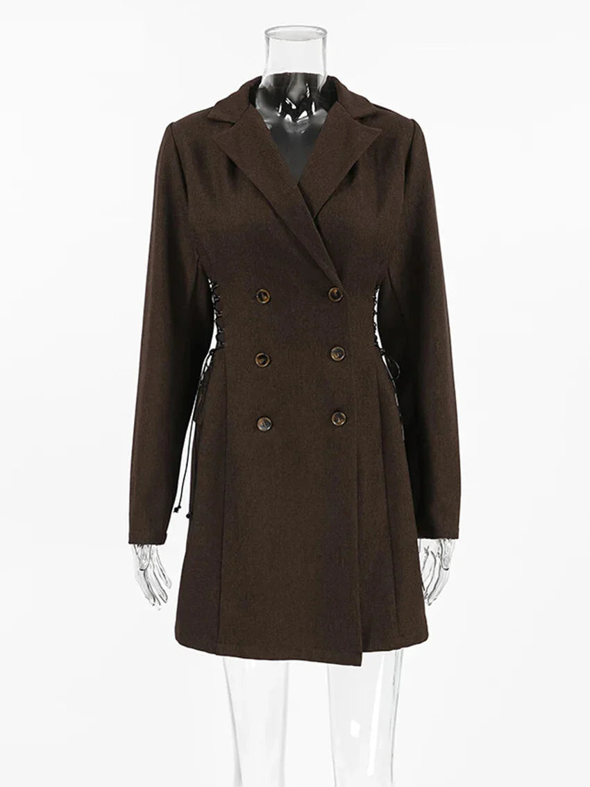 Coat Dresses - Business Double-Breasted Blazer Dress