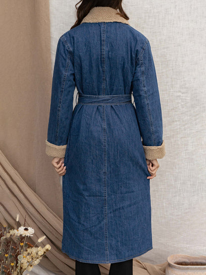 Coats - Denim Winter Coat with Plush Lining