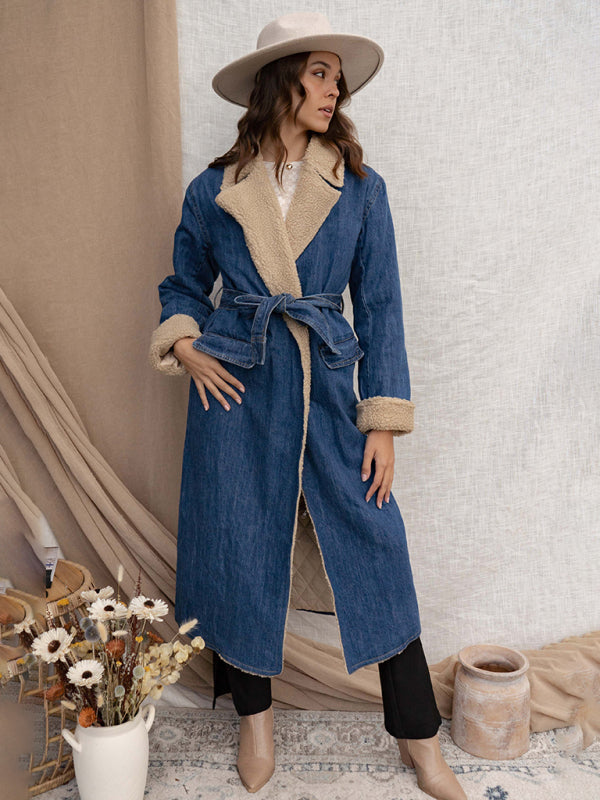 Coats - Denim Winter Coat with Plush Lining