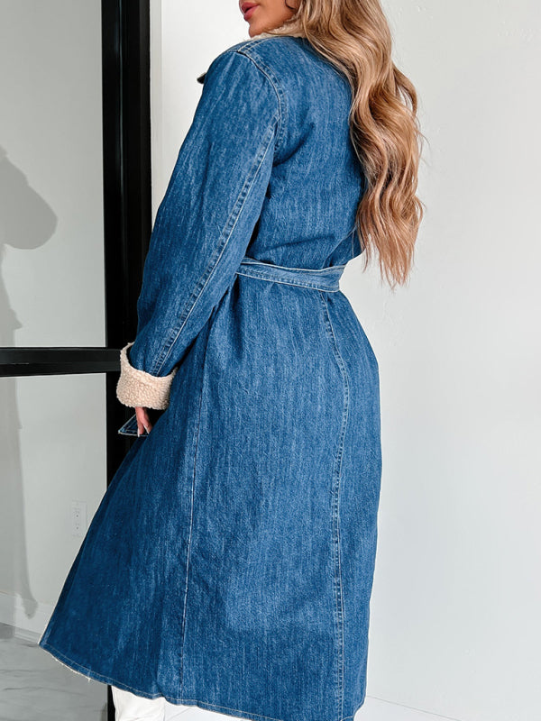 Coats - Denim Winter Coat with Plush Lining