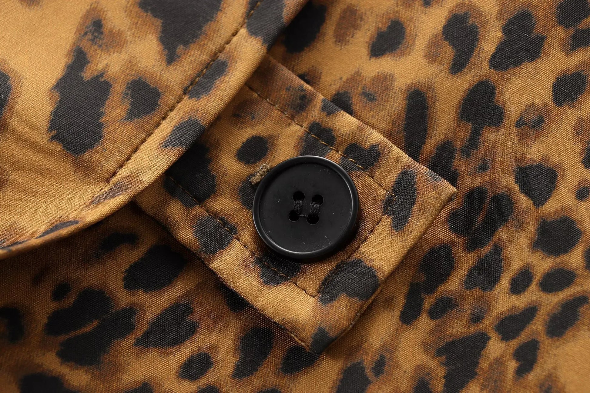 Coats - Leopard Print Long Coat Animal Pattern Winter Outwear