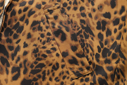 Coats - Leopard Print Long Coat Animal Pattern Winter Outwear