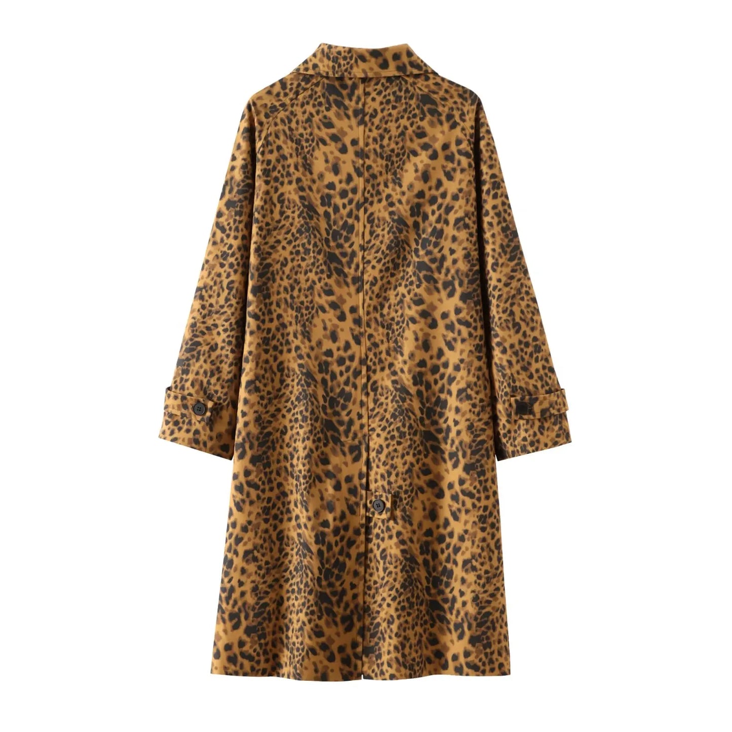 Coats - Leopard Print Long Coat Animal Pattern Winter Outwear