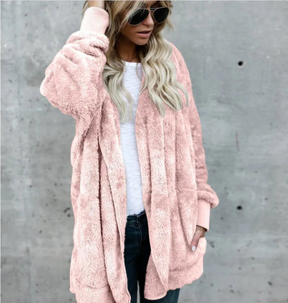 Coats - Teddy Hoodie Coat Plush Longline Jacket