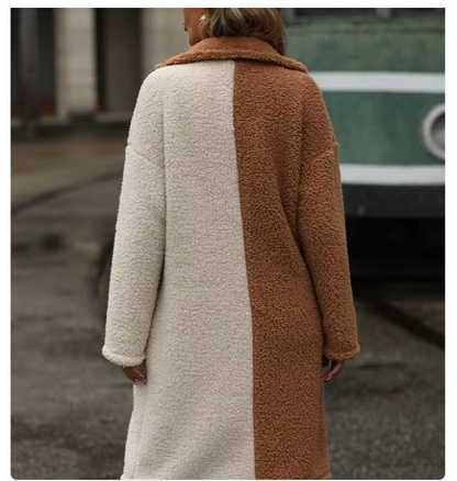 Coats - Two-Tone Teddy Coat Autumn-Winter Plush Outerwear