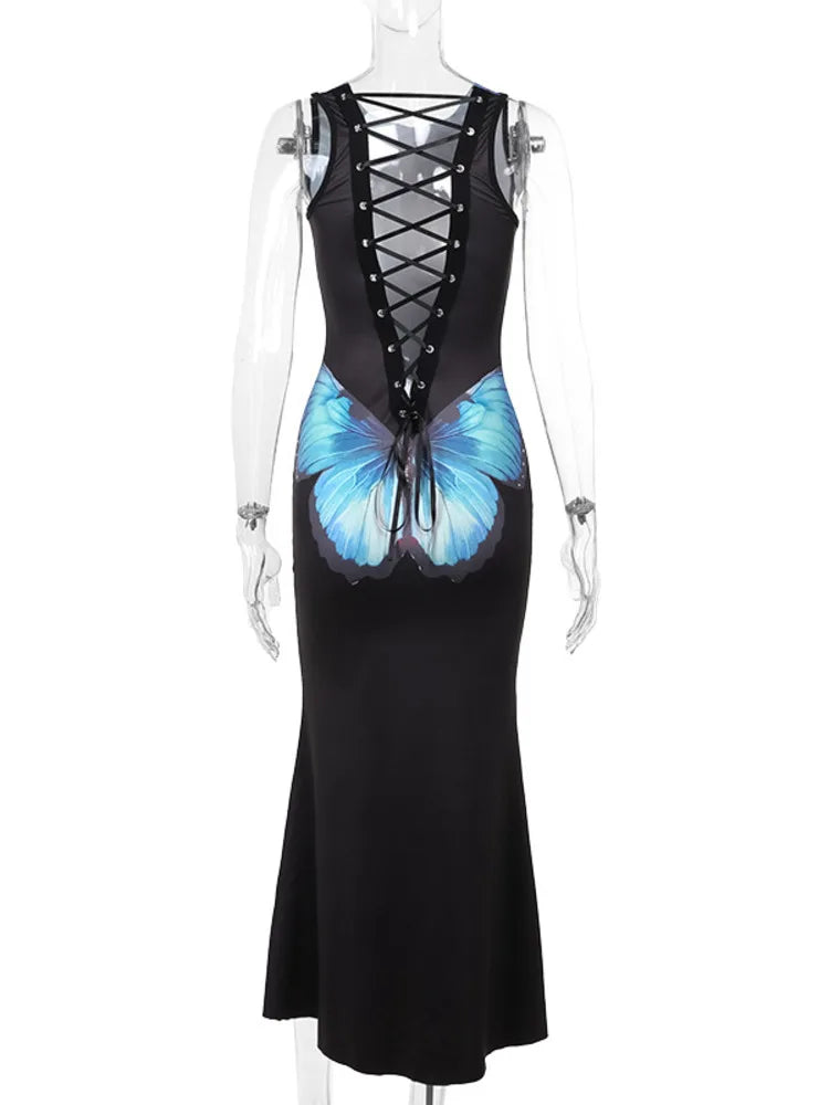 Cocktail Dresses- Mermaid Dress with Butterfly Accents for Weddings- - Pekosa Women Fashion