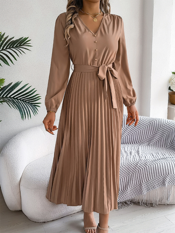 Cocktail Dresses - Classic Pleated Midi Dress for All Occasions