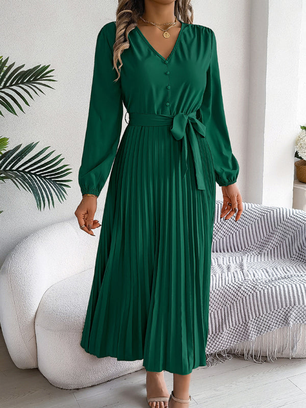 Cocktail Dresses - Classic Pleated Midi Dress for All Occasions