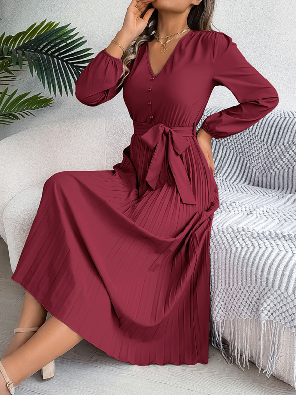 Cocktail Dresses - Classic Pleated Midi Dress for All Occasions