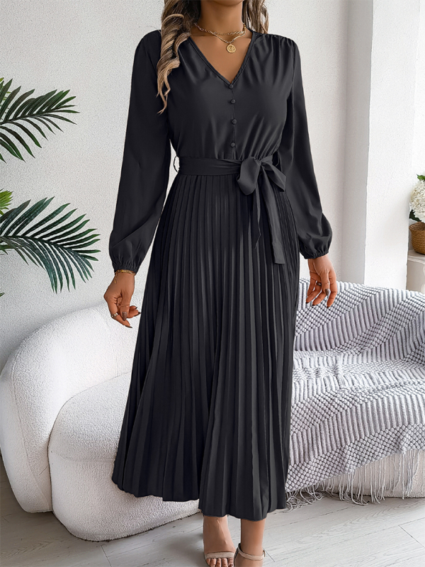 Cocktail Dresses - Classic Pleated Midi Dress for All Occasions