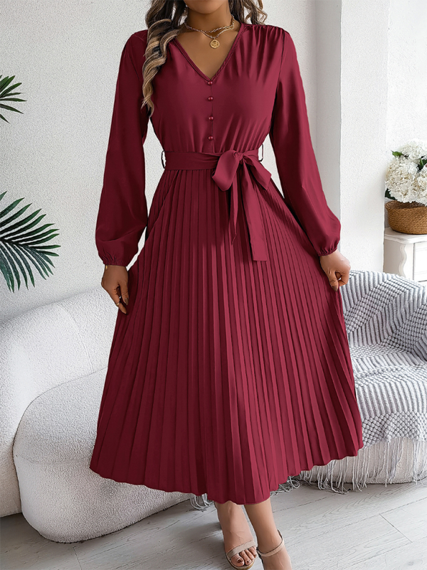 Cocktail Dresses - Classic Pleated Midi Dress for All Occasions